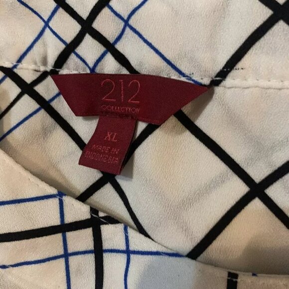 212 COLLECTION. Sz XL. Button Up. Long Sleeve. Poly Blouse. White Plaid. B86 - Picture 7 of 7